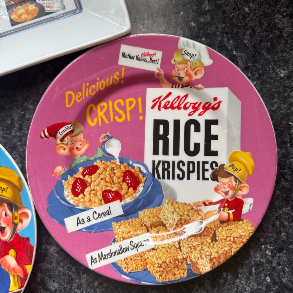 Kellogg's Vintage 2005 Cereal Plates Set and Serving Dish Rice Krispies - Picture 3 of 8